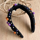 Halloween Knotted Headband Pearl Rhinestone_Cwaha07585