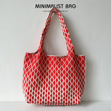 Women Fashion Plaid Knitted Shoulder Handbag_Cwab1515