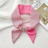 PINK FLORAL SKINNY SCARF HAIR TIE BAG RIBBON_CWASC0708