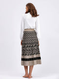 Vintage Leopard Print Contrast Knit Skirt