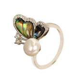 Zircon Pearl Colorful Natural Abalone Ring_Cwmm4298