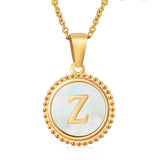 18K GOLD STAINLESS STEEL SHELL LETTER NECKLACE_CWAJE0686