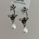 RETRO PEARL STAR BUTTERFLY EARRINGS_CWAJE1522