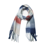 PLAID PATTERN FRINGE TRIM WINTER SCARF_CWASC2691