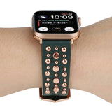 IWATCH9 1IWATCH8 GOLD RIVET GENUINE LEATHER STRAP_CWWW0078