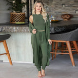 Three-Piece Set Of Vest,Long Pants And Cardigan