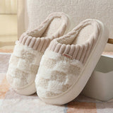 CHECKERED FUZZY WARM SLIPPERS COZY STYLISH_CWSHS0270