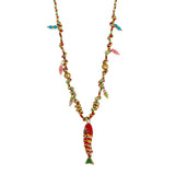 COLORFUL ENAMEL FISH ROPE NECKLACE FOR VACATION_CWMM8812