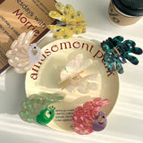 PEACOCK ACETATE HAIR CLAW RHINESTONE CHIC CLIP_CWAHA5900