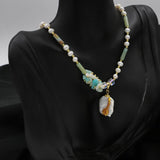 Womens Designer Pearl Pendant Long Necklace