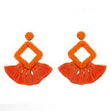 GEOMETRIC DIAMOND SHAPED RICE BEAD TASSEL EARRINGS_CWAJE1043
