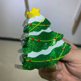 Christmas Hair Claw - Santa Bell Gift House Clip_Cwaha07289
