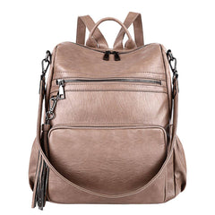 TASSEL DETAIL PU LEATHER BACKPACK SHOULDER BAG_CWAB0778