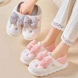 BOW DECOR MINIMALIST FLUFFY BEDROOM SLIPPERS_CWSHS0238