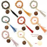 LEOPARD PATTERN WOODEN BEAD BRACELET KEYCHAIN_CWAJE0668