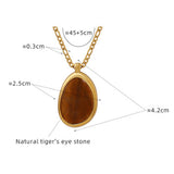 Tiger Eye Stone Pendant Titanium Steel Necklace