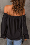 Solid-Color Pullover Sexy Off-The-Shoulder Shirt