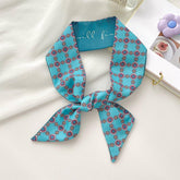 BLUE TIE BAG SOUVENIR RIBBON SCARF_CWASC0716