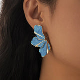 SWEET GRADIENT OIL DROP FLOWER ALLOY EARRINGS_CWMM3198