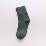 NEW SOLID COLOR HIGH CUFF WOMENS MID CALF SOCKS_CWMS1392