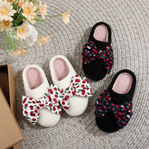 CUTE CHERRY BOW SLIPPERS THICK WARM INDOOR SHOES_CWSHF00212
