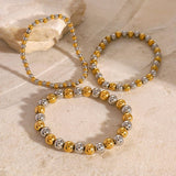 DESIGNER TWO TONE SOLID BEAD STRETCH BRACELET_CWAJE4794