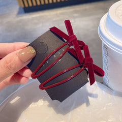 Velvet Bow Hair Clip Sweet Winter Style_Cwaha08069