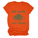 Trendy Womens Short Sleeve Tee Eat Pasta Run