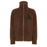 Vintage Jacket Lamb Fleece Zip-Up Lapel Jacket