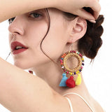 CREATIVE RATTAN TASSEL HAND WOVEN EARRINGS_CWAJE1664