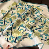 SCARF AUTUMN FLORAL LONG SILK NECK SCARF SHAWL_CWASC0565