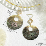 FASHION HOLLOW BLACK SHELL CARVED EARRINGS_CWMM4263