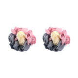 COLORBLOCK FABRIC FLOWER STUD TRENDY EARRINGS_CWMM6182