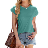 Solid Color Crew Neck Loose Short-Sleeved T-Shirt_Cwtbls1845