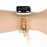 APPLE WATCH 7 1 THREE ROW PEARL ELASTIC STRAP_CWASC1563