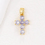 COLORFUL ZIRCON DECEMBER CROSS PENDANT NECKLACE_CWMM5872