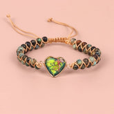 HEART SHAPED CHARM NATURAL STONE WOVEN BRACELET_CWAJE3915
