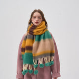 COLORBLOCK STRIPE SCARF FAUX CASHMERE WRAP_CWASC2344