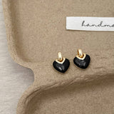 Valentines Day Black Heart Pendant Earrings