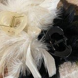 FRENCH OSTRICH FEATHER HAIR CLAW FLUFFY LARGE CLIP_CWAHA4017