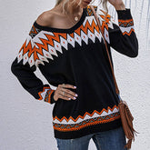 Pullover V-Neck Loose Casual Color Bump Top