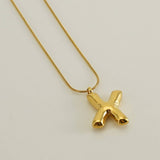 BALLOON STYLE 18K GOLD LETTER PENDANT NECKLACE_CWAJE0691