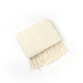 KNITTED WARM BLANKET WITH TASSELS_CWMM0199