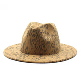 Wool Hat Leopard Print Hat White Flat Brim Jazz Hat_Cwah2541