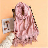 Chic Plaid Tassel Scarf Soft Cashmere Feel Wrap_ Cwasc03271
