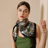 Vintage French Print Scarf 90Cm Silk Feel Square