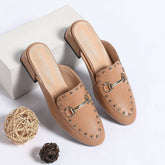 Versatile Mid-Heel Round Head Rivets Mules