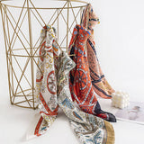 FLORAL SATIN SQUARE SCARF FOR WOMEN S ELEGANCE_CWASC0498