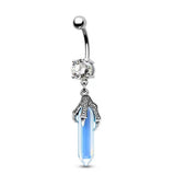 3D DRAGON CLAW NATURAL STONE BELLY BUTTON RING_CWMM9474
