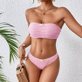 Womens Bandeau Bikini Sexy Solid Color Swimwear